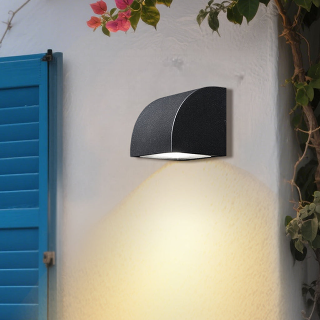 Luz de Parede Exterior em Vidro Industrial, Alumínio Preto Minimalista