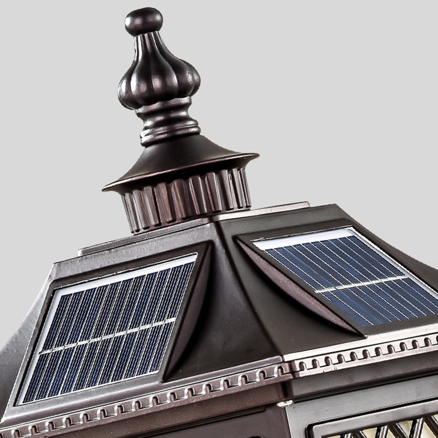 Die-Cast Aluminum Pillar Light, Lantern Shade With 3-Step LED