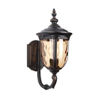 Champagne Glass Outdoor Wall Light With Black Die-Cast Aluminum Frame