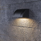 Luz de Parede Exterior Moderna em Vidro Geométrico com Estrutura em Alumínio Preto