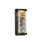 Emery Wall Light For Outdoors, Rectangular Design With Water-Drop Glass Shade