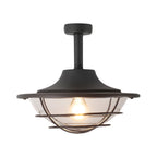 Iron And Glass Flush Mount Ceiling Light For Balcony, Sunroom