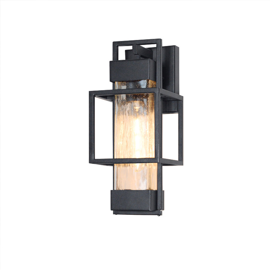 Vintage Wrought Iron Outdoor Wall Sconce, Black Matte, Warm LED Glow