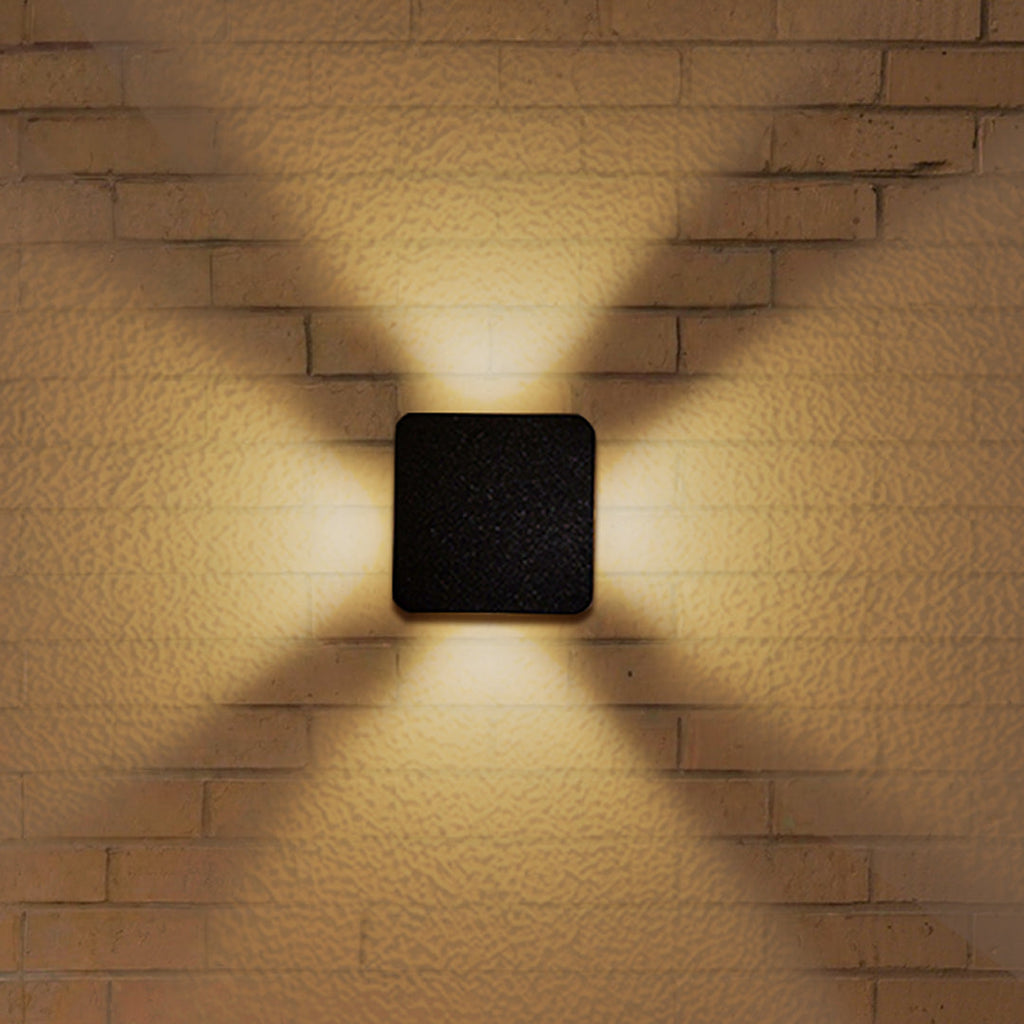 Luz de Parede LED Reire Square, Design Exterior em Alumínio com Viga Cruzada
