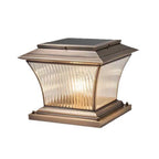 Copper Outdoor Pillar Light With Glass Shade, European-Style Post Lamp