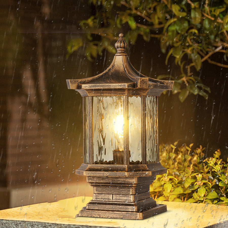 Pillar Lantern Light, Vintage European-Style Aluminum Outdoor Post Fixture
