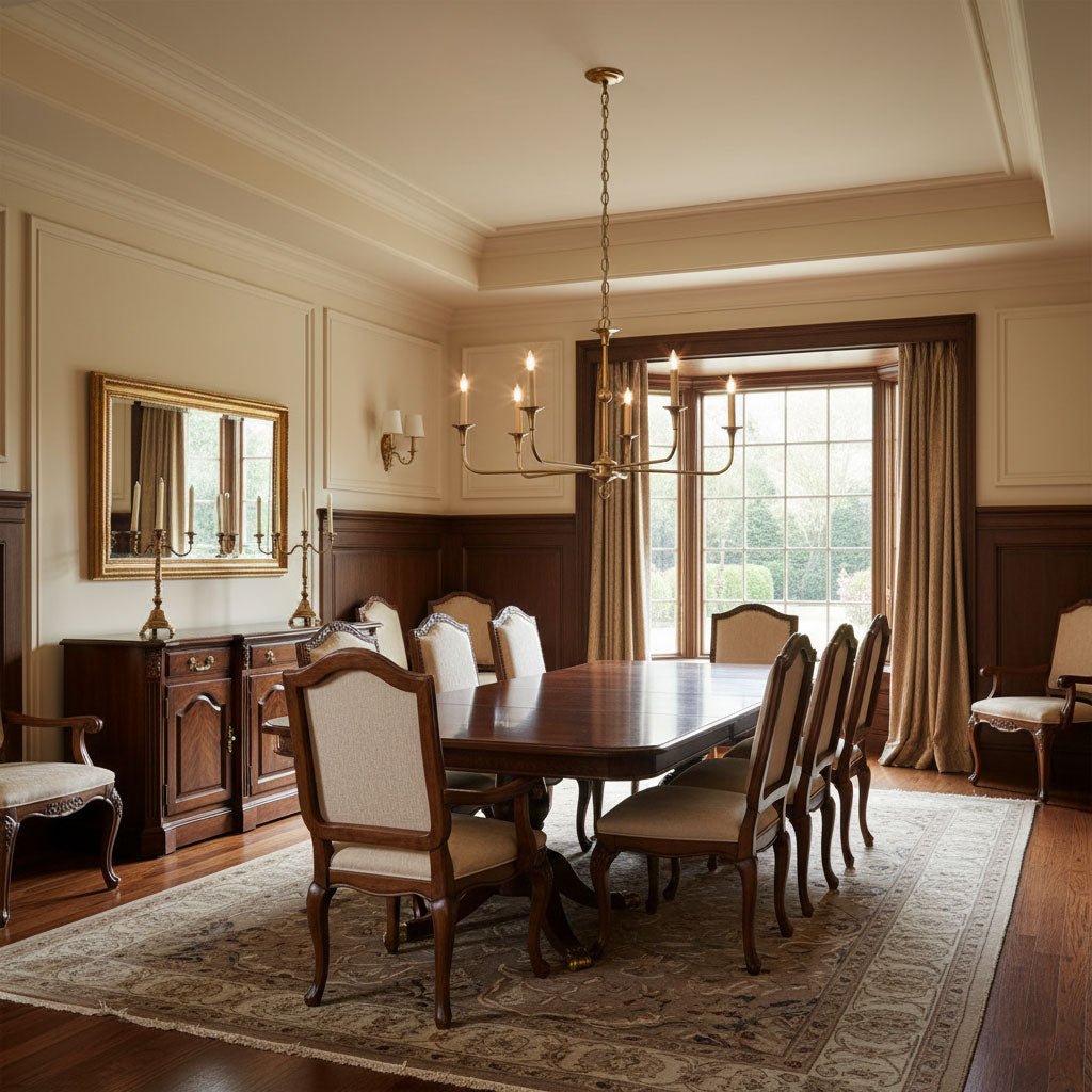 Candle chandelier styled in a refined interior with warm light