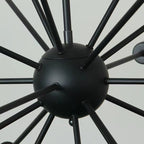 18-Light Sputnik Chandelier In Matte Black Metal, Industrial Style