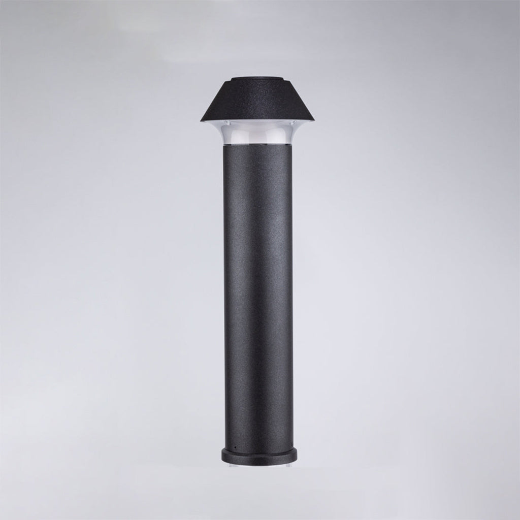 Matte Black Aluminum Bollard Light, Dome-Top Modern Garden Lamp