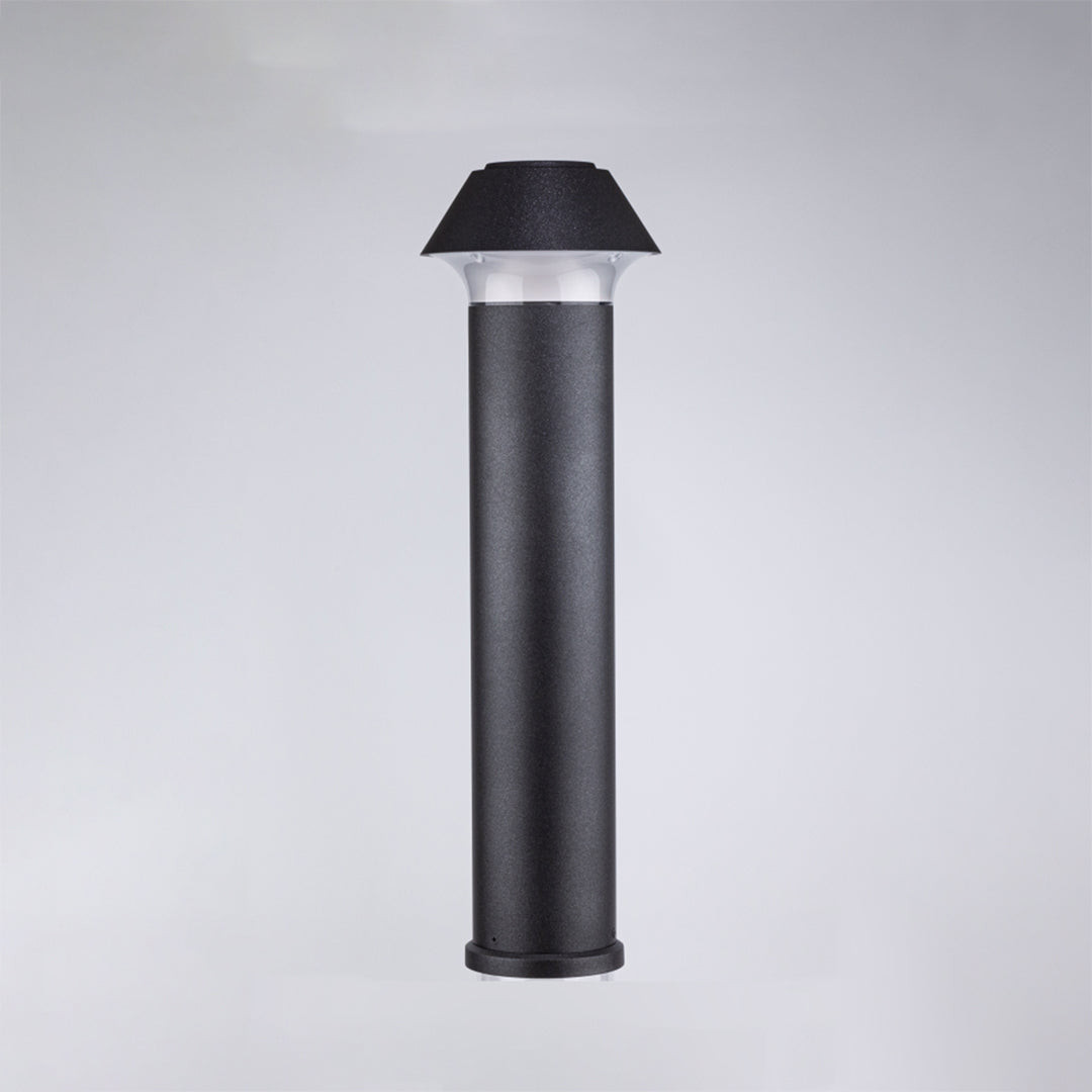 Matte Black Aluminum Bollard Light, Dome-Top Modern Garden Lamp