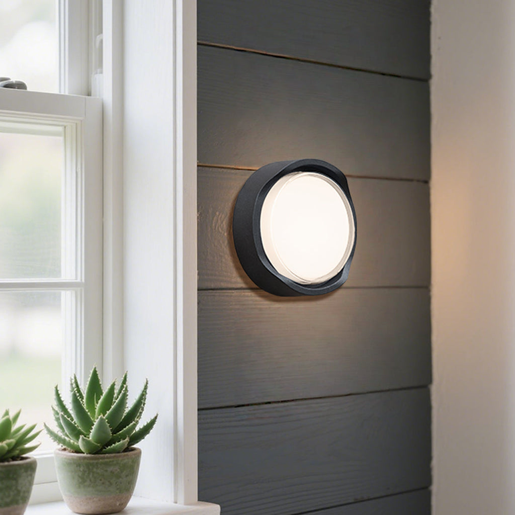 Applique murale Greory ronde ou ovale, LED minimaliste pour espaces extérieurs  