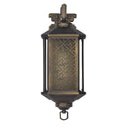 Oline Copper-Tone Iron Wall Lamp, Pierced Pattern Outdoor Sconce