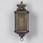 Oline Copper-Tone Iron Wall Lamp, Pierced Pattern Outdoor Sconce