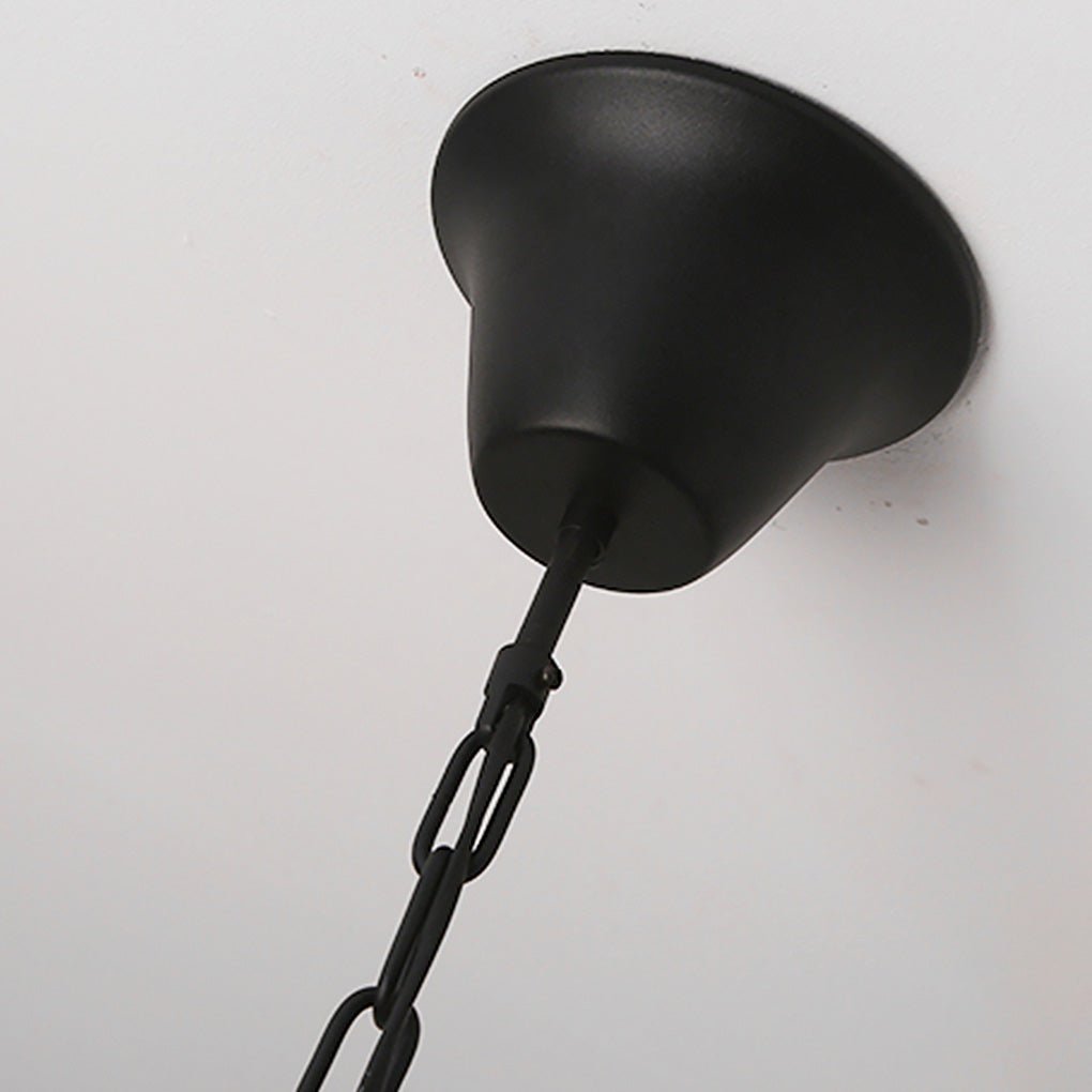 Lustre d'extérieur avec abat-jour effet marbre, cadre en aluminium noir, LED E27