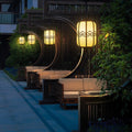 Lustre d'extérieur avec abat-jour effet marbre, cadre en aluminium noir, LED E27