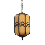 Lustre d'extérieur avec abat-jour effet marbre, cadre en aluminium noir, LED E27