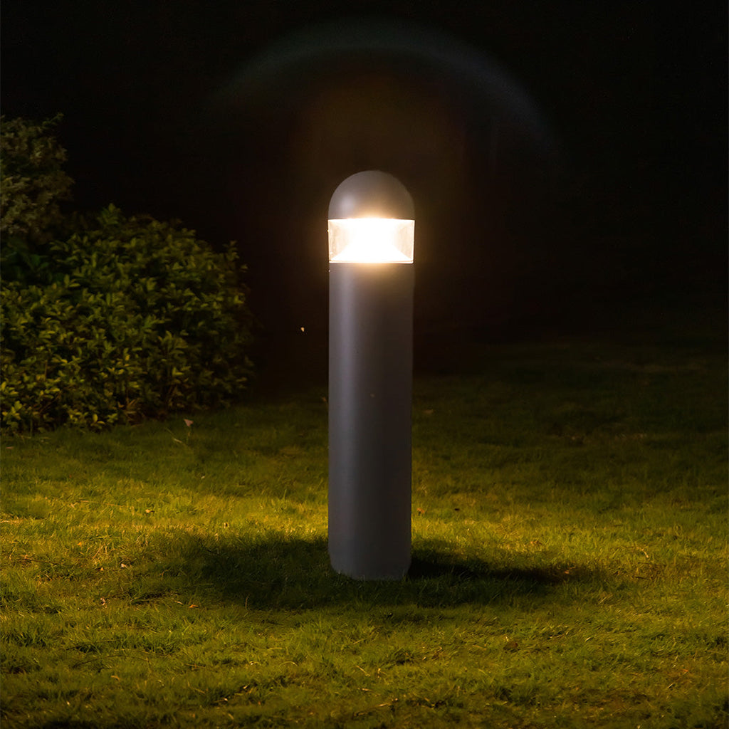Nordic Outdoor Bollard Light, Round or Flat Top Aluminum Post Lamp