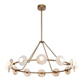 Clérachic 12-Light Alabaster Ring Chandelier viewed straight on in copper, its heads alternating inward and outward around the ring.