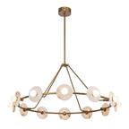 Clérachic 12-Light Alabaster Ring Chandelier viewed straight on in copper, its heads alternating inward and outward around the ring.