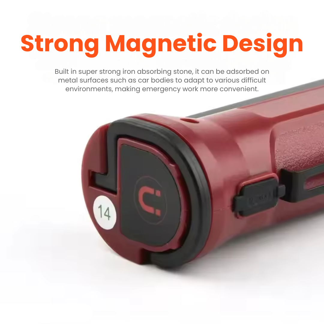 Diagram of the Clérachic work light's magnetic base for sticking to metal surfaces.