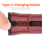 Close-up of the Clérachic work light's USB Type-C charging socket with a cable being fitted.