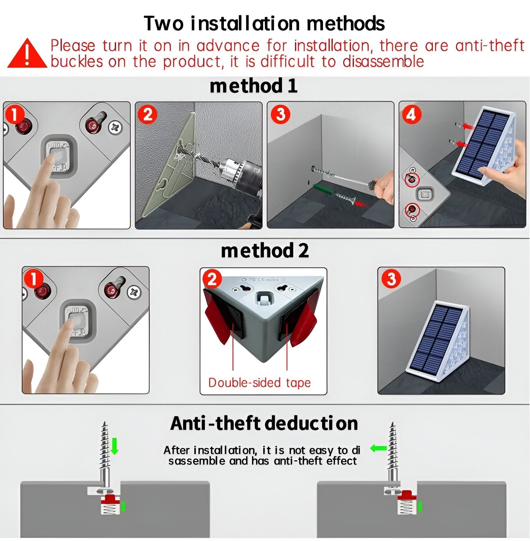 Specification panel: Clérachic step light, 13 LEDs, 800 mAh battery, IP67 and 80 lumens.