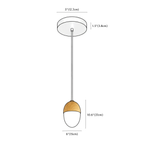Clérachic pendant light dimension drawing, C D6 15 cm x H10.6 27 cm, every measurement marked in centimetres and inches.