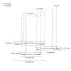 Clérachic chandelier dimension drawing, 3 Rings, 50 60 80 cm 1, every measurement marked in centimetres and inches.