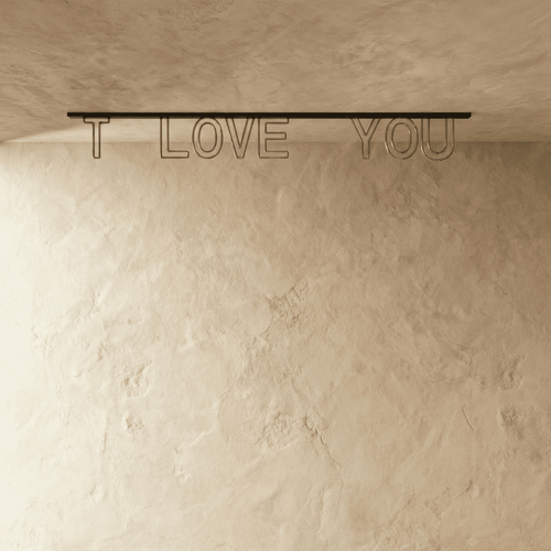 The same Clérachic magnetic letter track light unlit, showing the clear acrylic letters and black ceiling track up close.