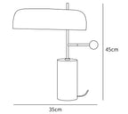 Dimension drawing of the adam table light, in outline against white.