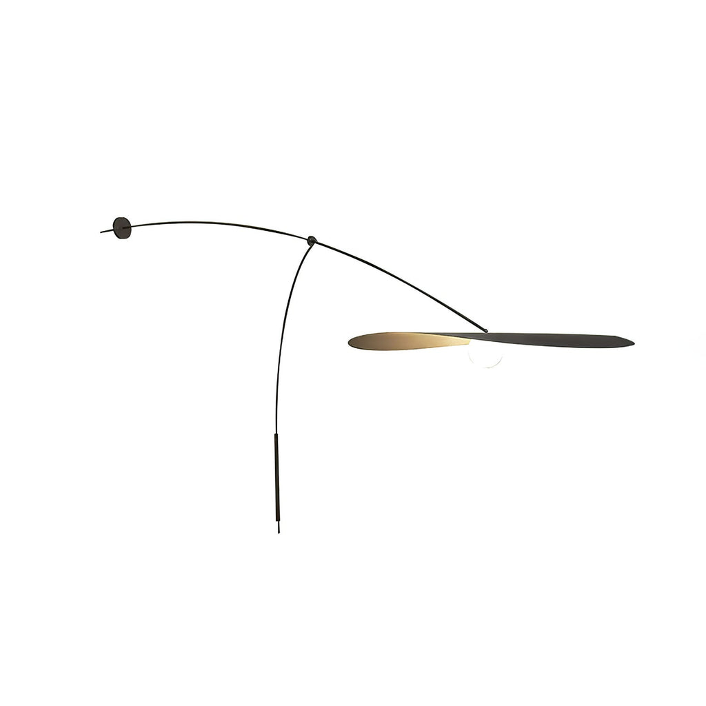 This Clérachic wall light on white, the shade held flat and edge-on beside its long arm and a round wall plate.