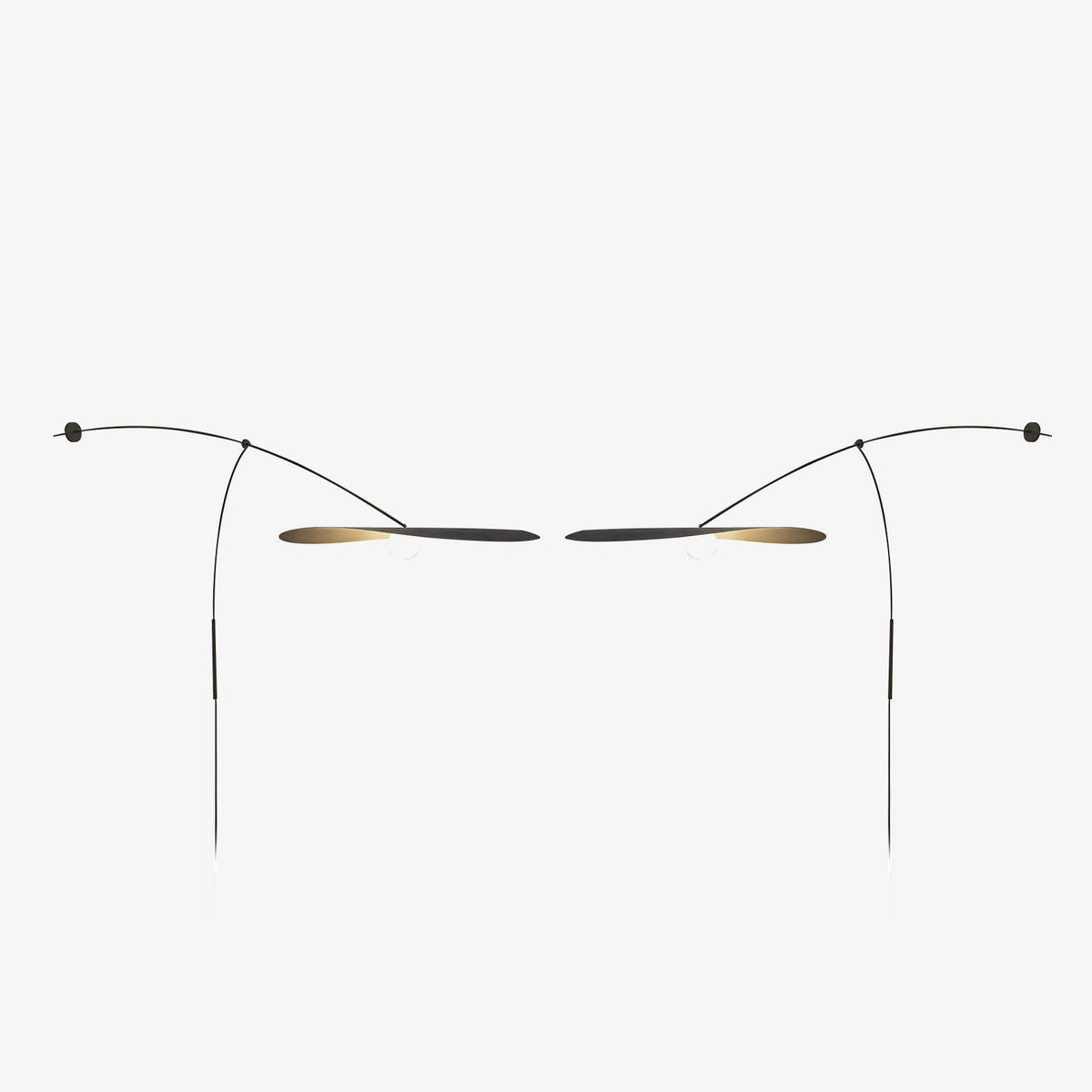 A mirrored pair of Clérachic wall lights on a pale backdrop, shown small with their shades facing each other.