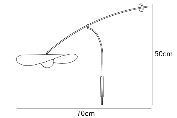 Dimension drawing of this Clérachic wall light, with its height and width marked.