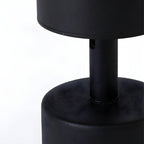Close view of the black stem where the cylinder meets the canopy on this Clérachic spotlight, with a matt finish.