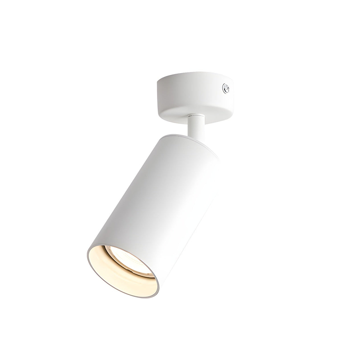White ceiling spotlight from Clérachic, its cylinder angled down from a small round canopy against a plain white backdrop.