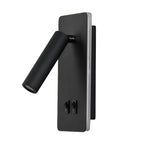 The Clérachic reading light in black on white, its spot swung out from the backplate.