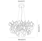 Clérachic chandelier dimension drawing, 40 cm, every measurement marked in centimetres and inches.