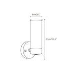 Dimension drawing of the Clérachic Alabaster and Brass Wall Sconce, 8 cm (3.1″) wide and 27 cm (10.6″) tall.