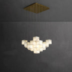 The Clérachic box pendant stepped into a pyramid of cubes below a square canopy.