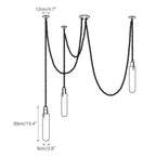 Dimension drawing for the three-head Clérachic alabaster capsule pendant: 12 cm (4.7″) canopy, each shade 9 cm (3.5″) by 39 cm (15.4″).