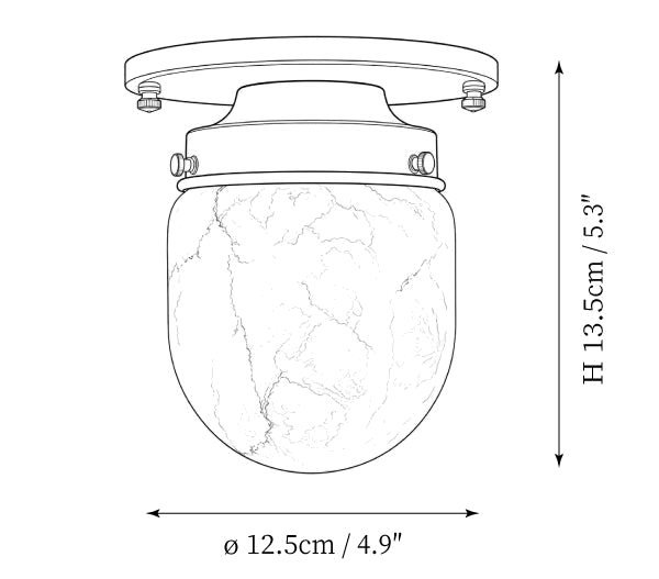 Dimension drawing of this Clérachic flush mount, with its height and width marked.