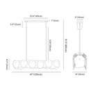 Clérachic chandelier dimension drawing, Linear, 120 × 80 cm, every measurement marked in centimetres and inches.