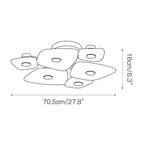 Dimension drawing for the round Clérachic Alabaster Cluster Ceiling Light, 70.5 cm (27.8″) wide and 16 cm (6.3″) high.