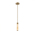 A single alabaster column on this Clérachic chandelier hangs from a straight brass rod, shown on a plain background.