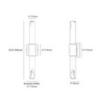 Clérachic wall light dimension drawing, every measurement marked in centimetres and inches.