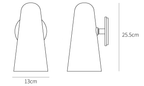 Dimension drawing of this Clérachic wall light, with its height of 25.5 cm and width of 13 cm marked.