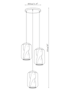 Clérachic pendant light dimension drawing, 4 of 5, every measurement marked in centimetres and inches.