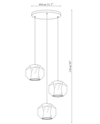 Clérachic pendant light dimension drawing, 5 of 5, every measurement marked in centimetres and inches.