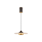Clérachic Alabaster Disc Pendant Light shown full length on white, slim canopy and cord above the flat stone disc.