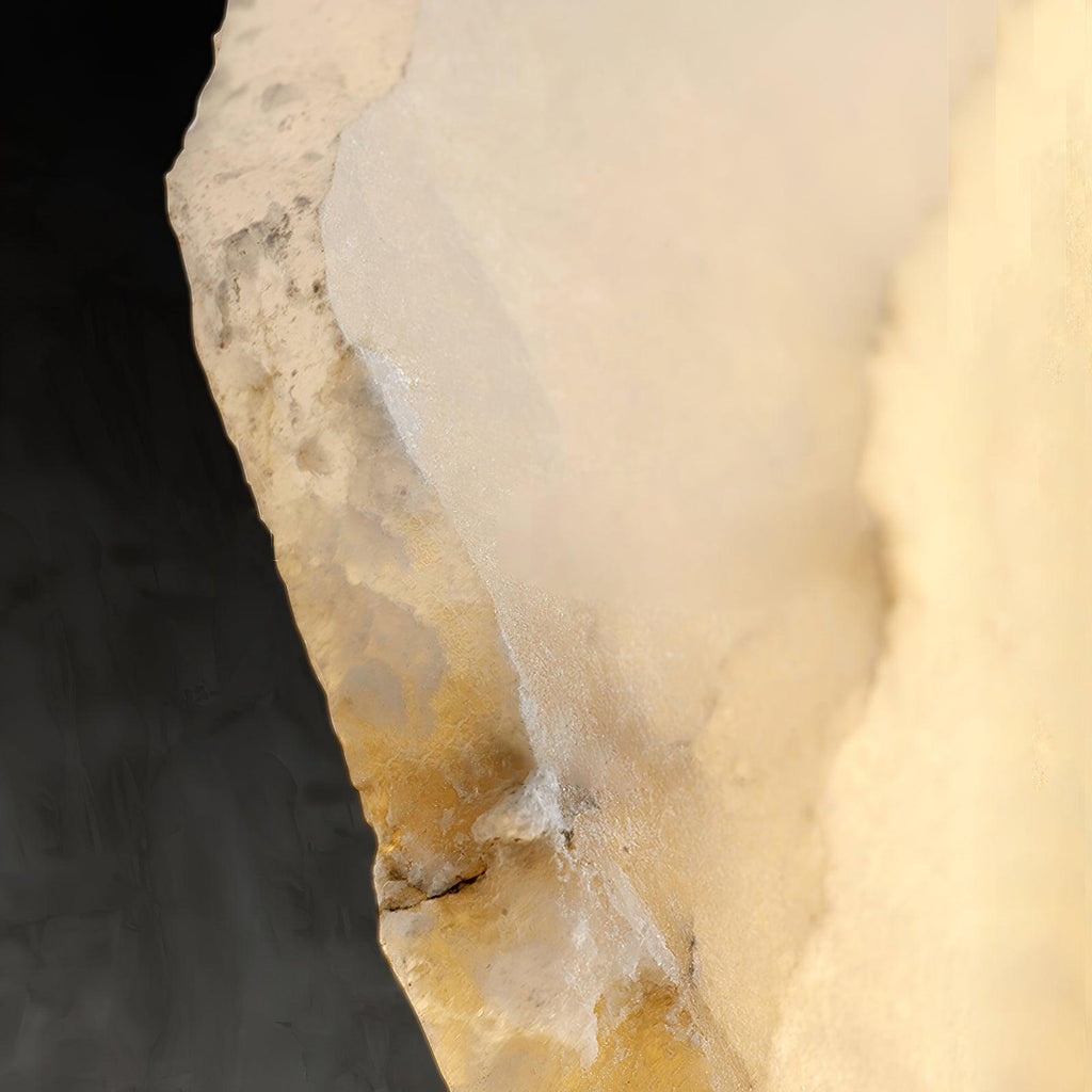 Clérachic's natural alabaster shade in close-up, showing the honey-toned veining light passes through at its edge.
